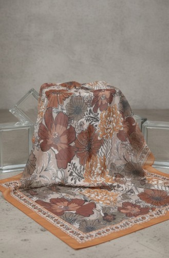 وشاح كهرماني بنقشة زهور 70358-10 لون الخردل 70358-10