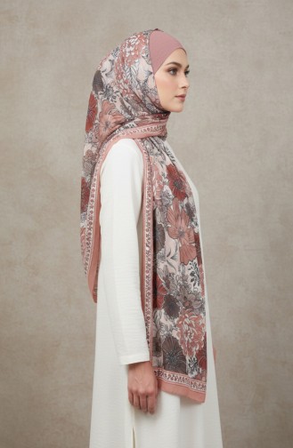 Écharpe Ambrée à Motif Floral 70358-11 Pelure D`oignon 70358-11