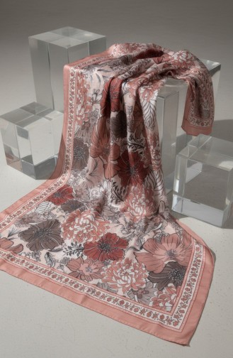 Écharpe Ambrée à Motif Floral 70358-11 Pelure D`oignon 70358-11