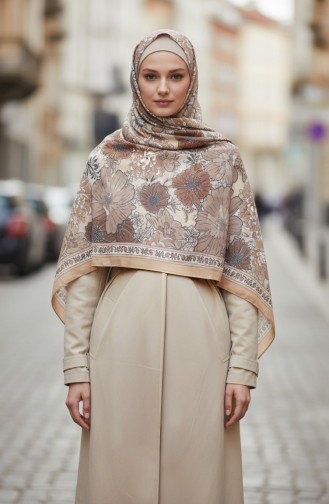 Bernsteinfarbener Schal Mit Blumenmuster 70358-12 Karamell 70358-12