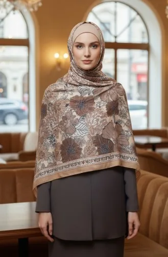 Floral Patterned Amber Scarf 70358-12 Caramel 70358-12