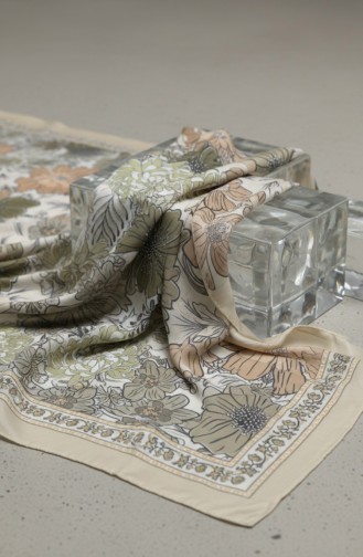 وشاح بلون العنبر بنقشة زهور 70358-14 أخضر زيتوني 70358-14