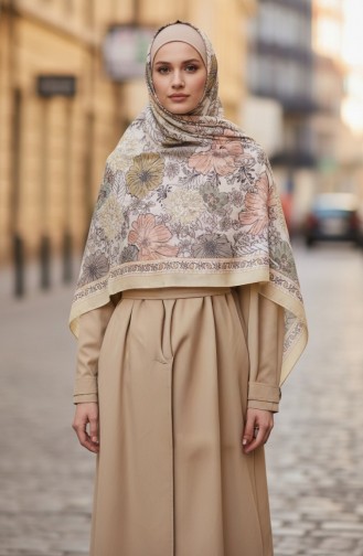 Écharpe En Ambre à Motif Floral 70358-15 Or 70358-15