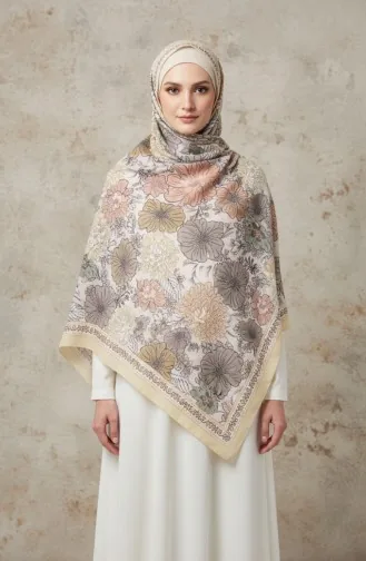 Floral Patterned Amber Scarf 70358-15 Gold 70358-15