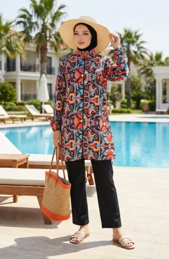 Tesettür Mayo Geometrik Desen 3 Lü Takım 1903-01 Mercan 1903-01