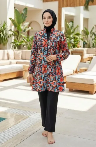 Tesettür Mayo Geometrik Desen 3 Lü Takım 1903-01 Mercan 1903-01