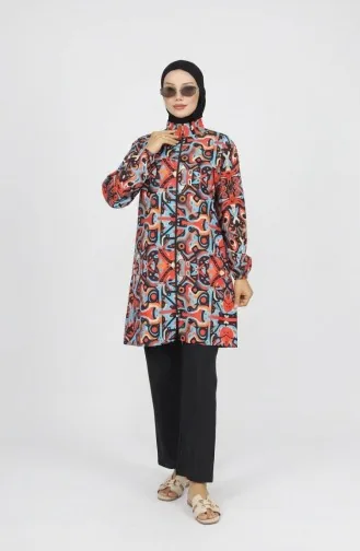 Tesettür Mayo Geometrik Desen 3 Lü Takım 1903-01 Mercan 1903-01