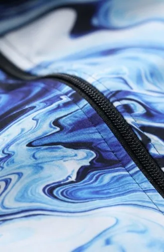 Tesettür Mayo Dalga Desen 3 Lü Takım 1903-03 Açık Lacivert