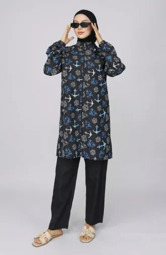 Tesettür Mayo Çapa Desen 3 Lü Takım 1903-04 İndigo 1903-04