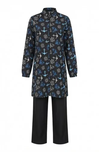 Tesettür Mayo Çapa Desen 3 Lü Takım 1903-04 İndigo 1903-04