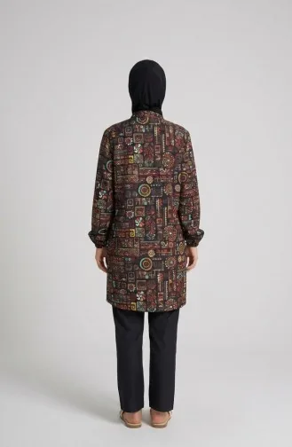 Tesettür Mayo Etnik Desen 3 Lü Takım 1903-05 Kahverengi 1903-05