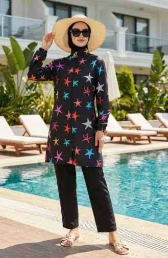 Tesettür Mayo Deniz Yıldızı Desen 3 Lü Takım 1903-06 Turkuaz 1903-06