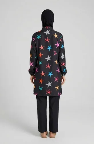 Tesettür Mayo Deniz Yıldızı Desen 3 Lü Takım 1903-06 Turkuaz 1903-06