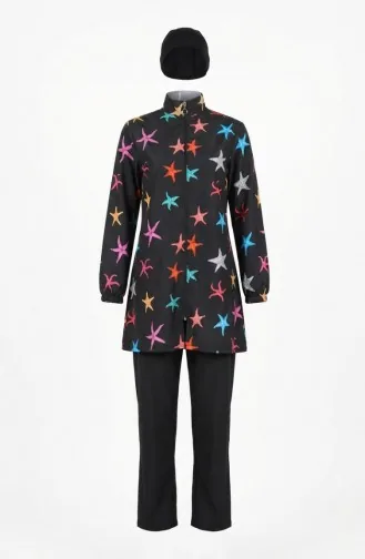 Tesettür Mayo Deniz Yıldızı Desen 3 Lü Takım 1903-06 Turkuaz 1903-06