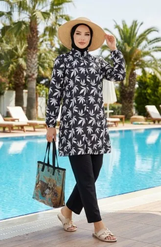 Tesettür Mayo Çınar Desen 3 Lü Takım 1903-07 Beyaz