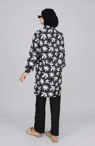 Tesettür Mayo Çınar Desen 3 Lü Takım 1903-07 Beyaz