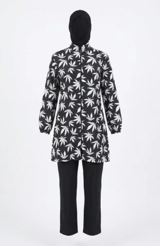 Tesettür Mayo Çınar Desen 3 Lü Takım 1903-07 Beyaz