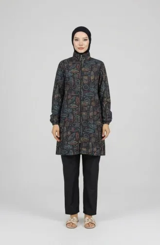 Tesettür Mayo Kleopatra Desen 3 Lü Takım 1903-08 Siyah Sarı