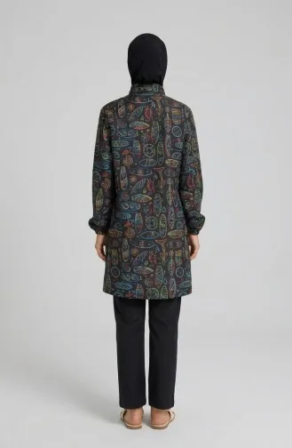 Tesettür Mayo Kleopatra Desen 3 Lü Takım 1903-08 Siyah Sarı