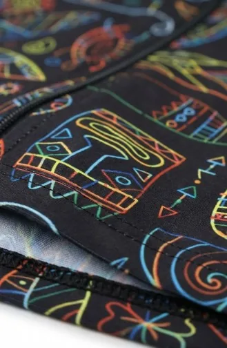 Tesettür Mayo Kleopatra Desen 3 Lü Takım 1903-08 Siyah Sarı