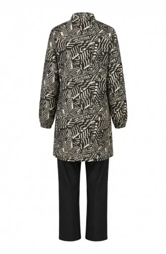 Tesettür Mayo Modern Çizgi Desen 3 Lü Takım 1903-09 Bej