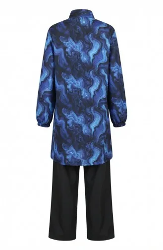 Tesettür Mayo Okyanus Desen 3 Lü Takım 1903-10 Lacivert Siyah 1903-10