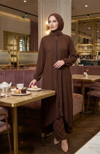 Asymmetrisch Gesneden Tuniek Met Ritssluiting 1047-05 Bruin 1047-05