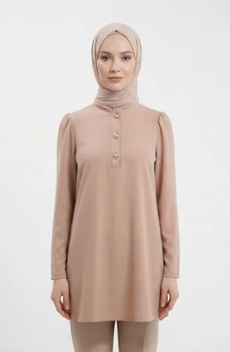 Düğmeli Tunik 1827-07 Sütlü Kahve