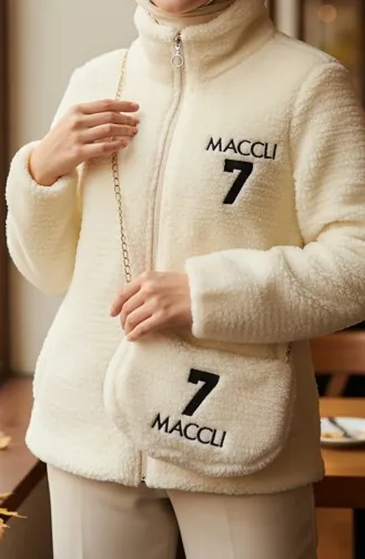 Plüschjacke Mit Reißverschlusstasche 6338-03 Creme 6338-03