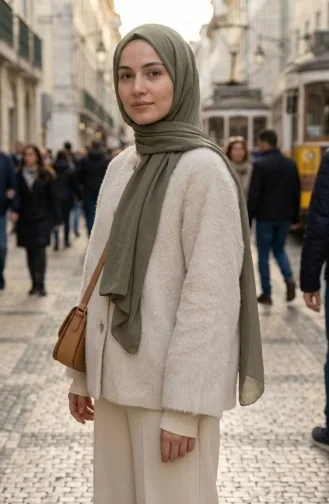 Manteau En Fourrure à écharpe Boutonnée 6341-03 Écru 6341-03