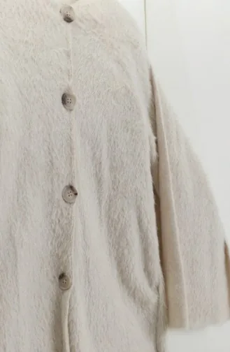 Manteau En Fourrure à écharpe Boutonnée 6341-03 Écru 6341-03