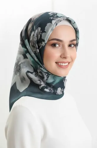 Desenli Kehribar Eşarp 70325-03 Zümrüt Yeşili