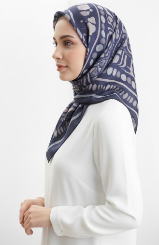 Amber Patterned Scarf 70326-07 Navy Blue Mink 70326-07