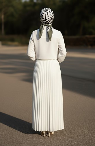 Elastische Taille Geplooide Rok 0213-02 Wit 0213-02