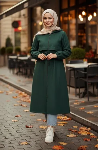 Stash Cape Mit Kordelzug An Der Taille Und Kapuze 3199-02 Smaragdgrün 3199-02