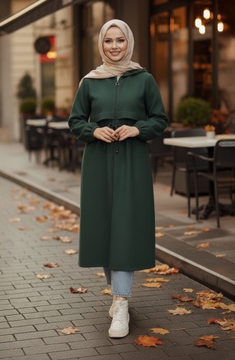 Drawstring Waist Hooded Stash Cape 3199-02 Emerald Green 3199-02