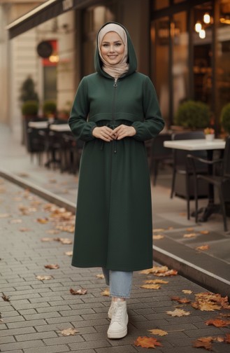 Drawstring Waist Hooded Stash Cape 3199-02 Emerald Green 3199-02