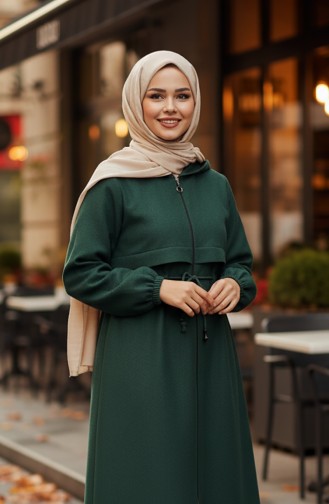 Drawstring Waist Hooded Stash Cape 3199-02 Emerald Green 3199-02