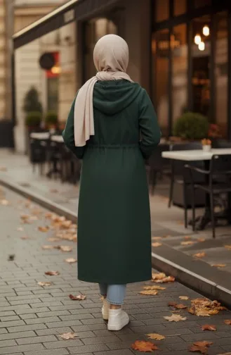 Stash Cape Mit Kordelzug An Der Taille Und Kapuze 3199-02 Smaragdgrün 3199-02