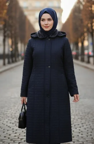 Gewatteerde Jas In Grote Maten 6239-02 Marineblauw 6239-02