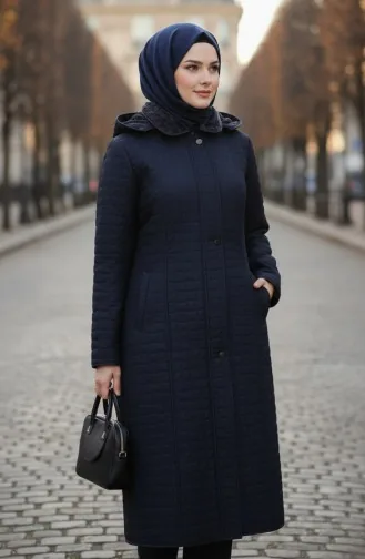 Gewatteerde Jas In Grote Maten 6239-02 Marineblauw 6239-02