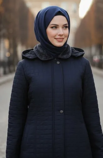 Gewatteerde Jas In Grote Maten 6239-02 Marineblauw 6239-02