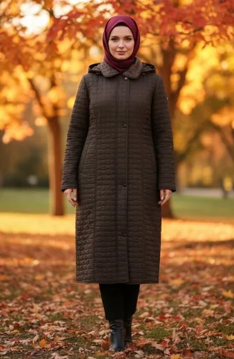 Büyük Beden Kapitone Mont 6239-03 Haki