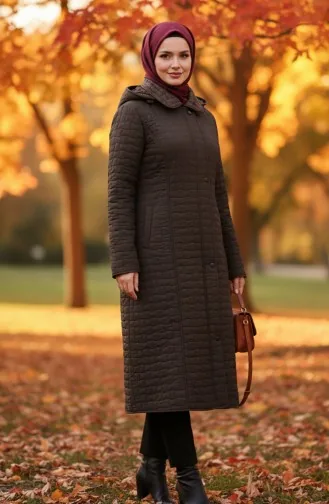 Büyük Beden Kapitone Mont 6239-03 Haki