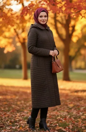 Büyük Beden Kapitone Mont 6239-03 Haki