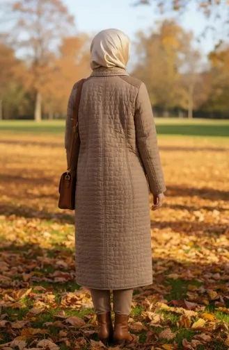 Büyük Beden Kapitone Mont 6239-04 Vizon