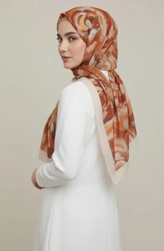 Schal Mit Blumenmuster 1006-02 Terrakotta 1006-02