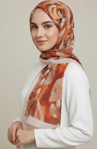 Schal Mit Blumenmuster 1006-02 Terrakotta 1006-02