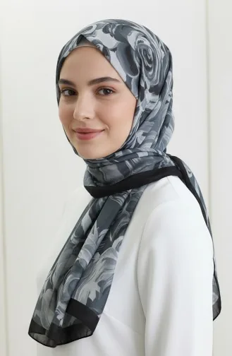 Floral Patterned Scarf 1006-03 Grey 1006-03