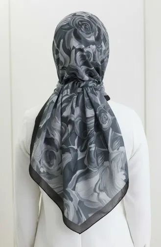 Floral Patterned Scarf 1006-03 Grey 1006-03
